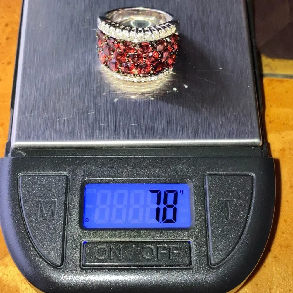 Natural Red Garnet Sterling Silver Ring Size 6